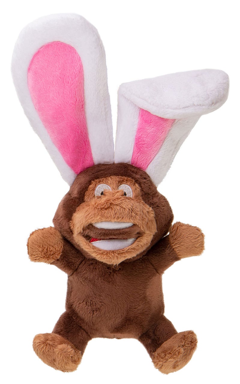 goDog Flips Monkey-Rabbit Silent Squeak Plush Dog Toy, Chew Guard Technology - Brown, Large - Image 1